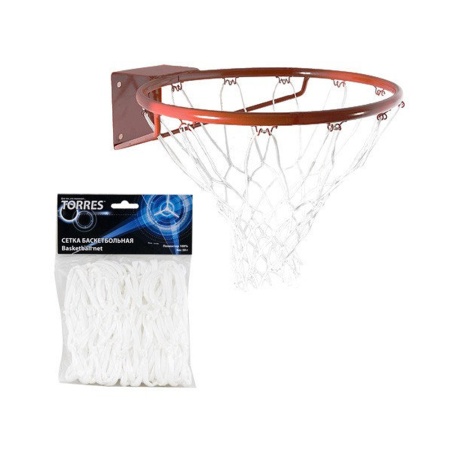 Купить Сетка баскетбольная Torres, нить 4 мм, белая в Липецке 