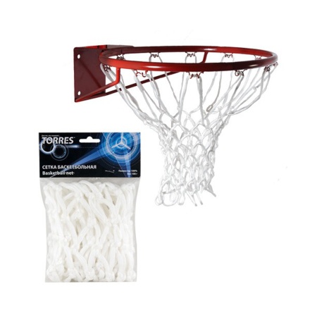 Купить Сетка баскетбольная Torres, нить 6 мм, белая в Липецке 